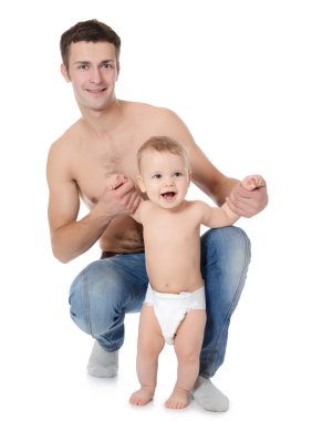 portre genç Baba ve bebek