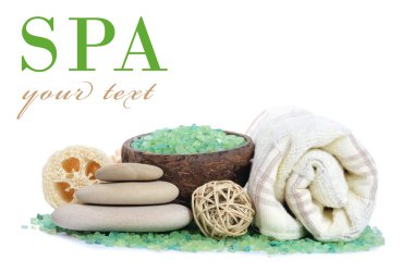 Beyaz arka plan üzerinde izole banyo için tuz