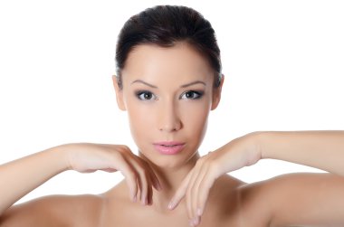 genç güzel kız makyaj ile