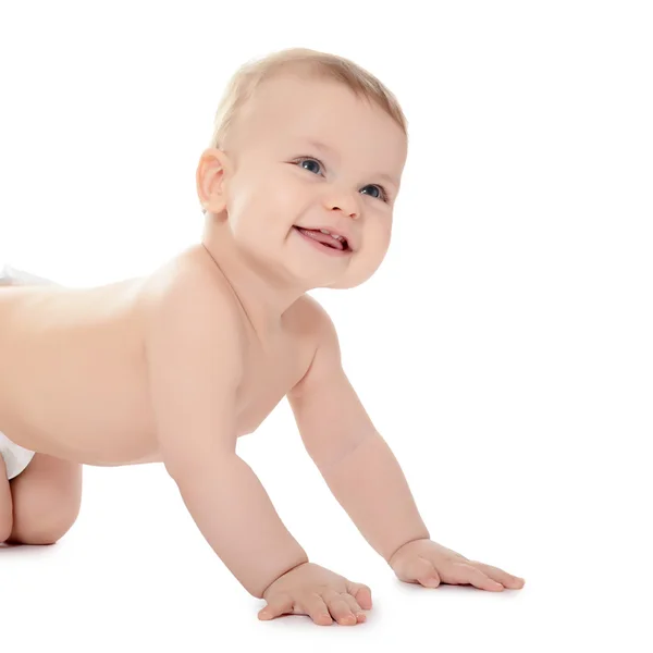 화이트에 고립 된 작은 아기 — 스톡 사진