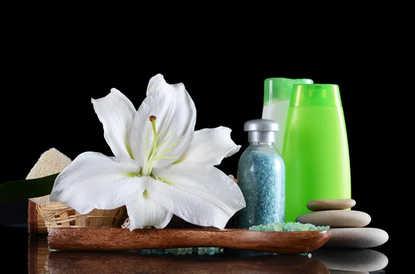 Set for spa-procedures On black background — Stock Photo, Image