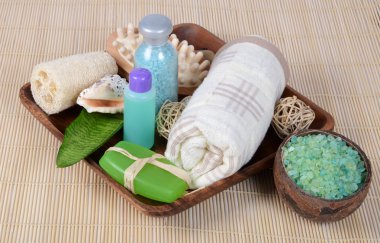Bambu halıya Spa-yordamları için ayarla