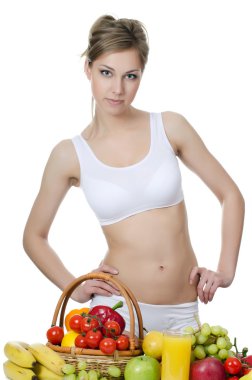 meyve ve sebze ile güzel kız