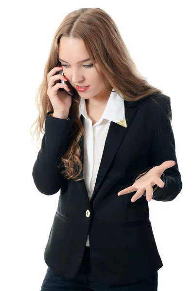Portrét podnikatelka mluvit po telefonu — Stock fotografie