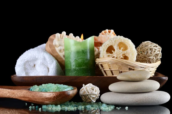 Conjunto de massagem e um descascamento - Procedimentos de SPA — Fotografia de Stock