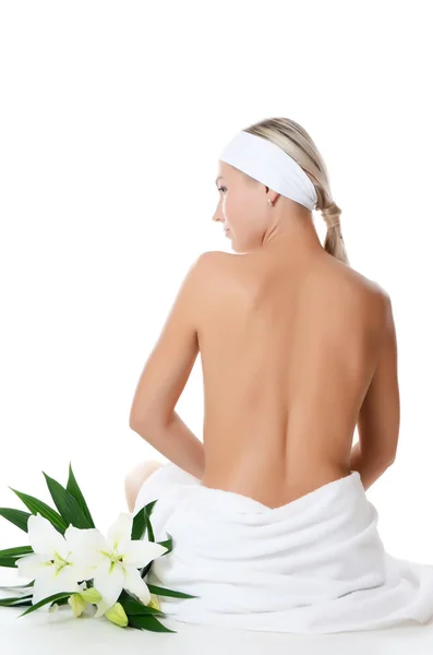 Spa Mujer aislada en blanco — Foto de Stock