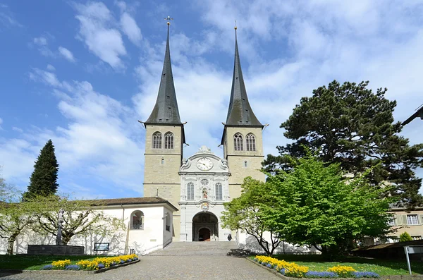 Luzerne - Hofkirche cathedral, Switzerland — Stock Photo, Image