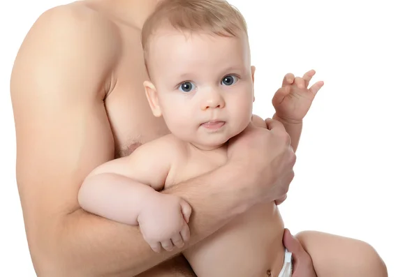 De portret jonge vader en baby — Stockfoto