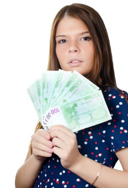 euro banknot ile güzel bir kız