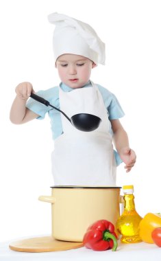aşçı şapkalı küçük çocuk