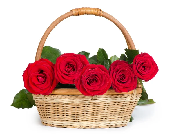 Boeket rode rozen geïsoleerd op witte achtergrond — Stockfoto