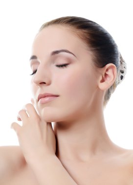 güzel bir kadın. doğal makyaj güzel bir kadınla bir fotoğraf. bir cilt bakımı. Spa