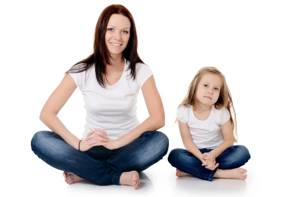 Mum with a daughter isolated on white — Stock Photo, Image
