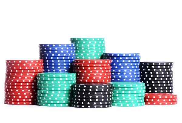 Casino chips isolated on white — Stock Photo, Image