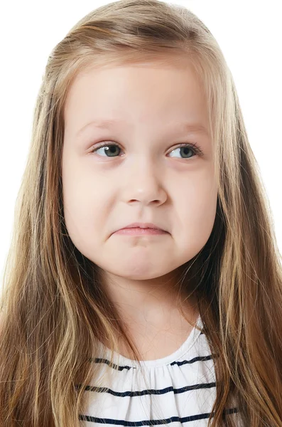 La petite fille avec des émotions sur le visage — Photo