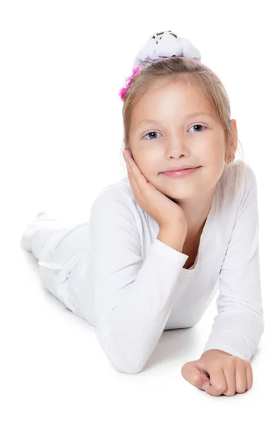 La belle petite fille isolée sur blanc — Photo