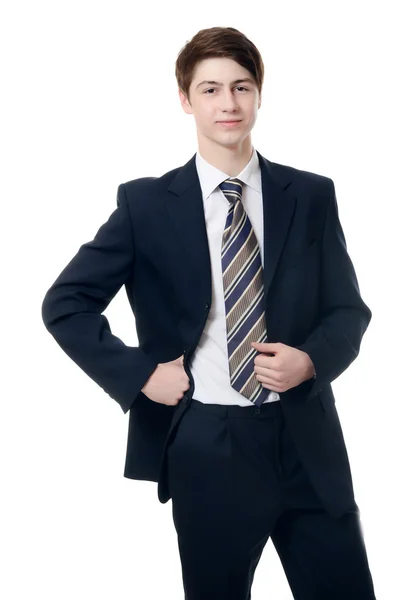 El hombre de negocios en un traje de negocios sobre fondo blanco —  Fotos de Stock