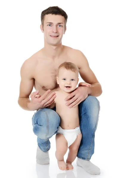 Portrét mladý tatínek a děťátko — Stock fotografie