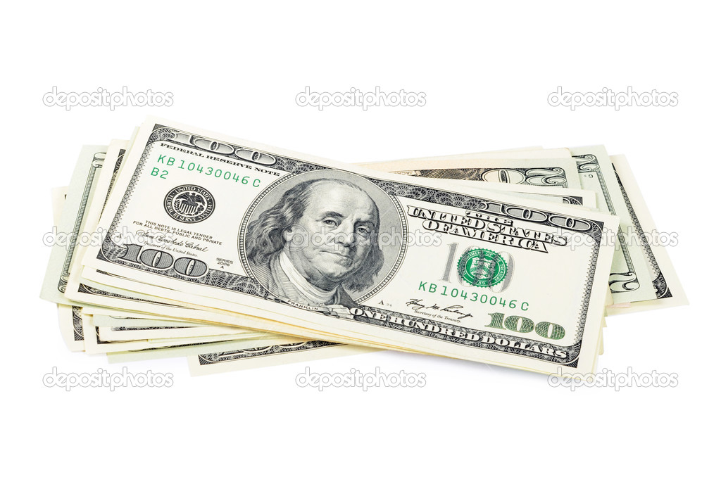 The dollar banknotes isolated on white