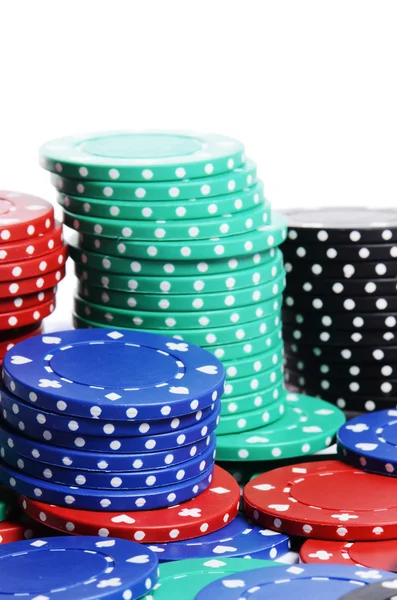 Casino fichas aisladas en blanco — Foto de Stock