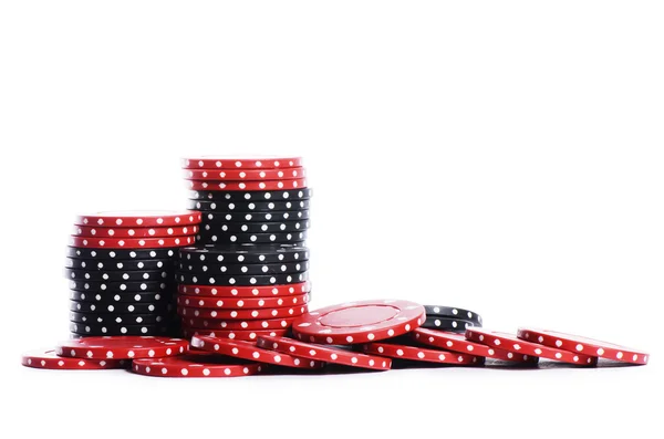 Fichas de casino isoladas em branco — Fotografia de Stock