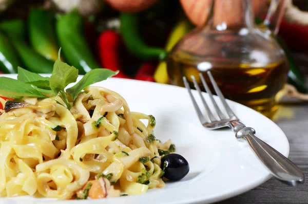 Paste Fettuccine with seafood — Stock Photo, Image