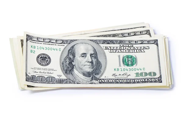 As notas de dólar isoladas em branco — Fotografia de Stock