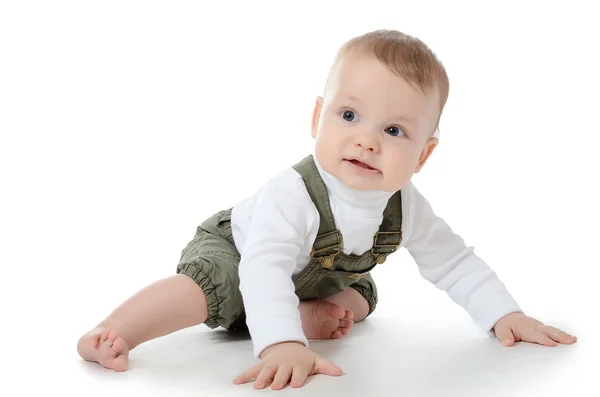 O pequeno bebê isolado no branco — Fotografia de Stock