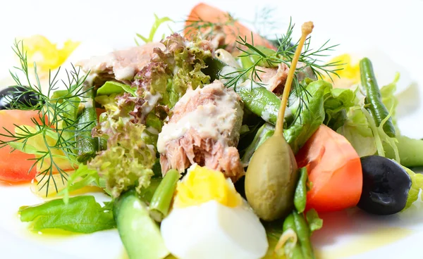 Салат зі свіжих овочів з телятиною — стокове фото