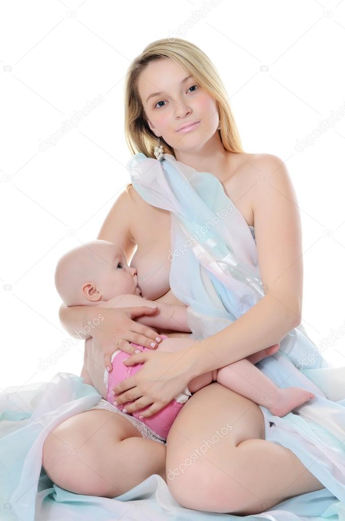 Mum nurses the baby