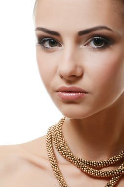 Beyaz arka plan üzerinde izole güzel şehvetli kadın fotoğrafı