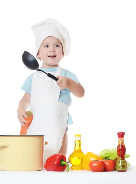 The little boy in a hat of the cook — Stock Photo, Image