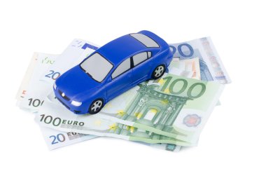 euro banknot izole oyuncak araba