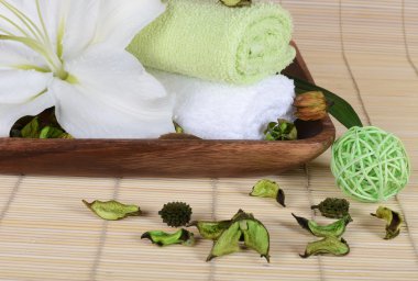 Bambu halıya Spa-yordamları için ayarla