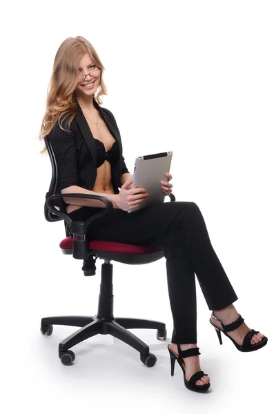 Femme d'affaires dans un fauteuil — Photo