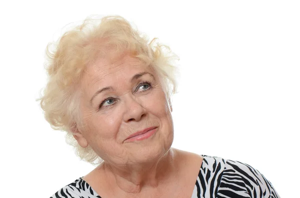 Portrait of old woman isolated on white background — Stock Photo, Image