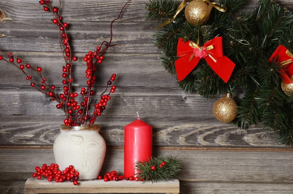 Christmas branch of a fur-tree on a wall — Stock Image Christmas branch of a fur-tree on a wall Royalty Free Stock Photos