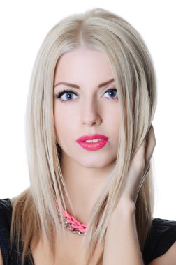 Zmysłowa kobieta na białym tle