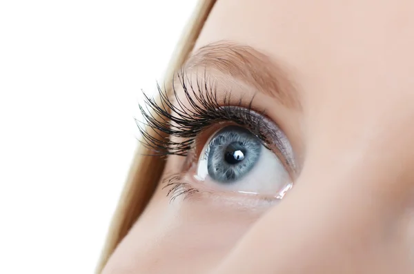 Olho feminino com pestanas longas close-up — Fotografia de Stock