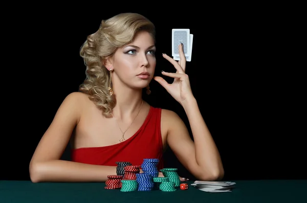 Vrouw in casino — Stockfoto