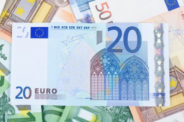 Euro banknot arka planı, yakın çekim