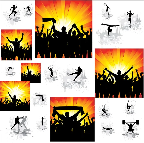 Set. Icons for sports championships and banners from happy fans . — Stock Vector