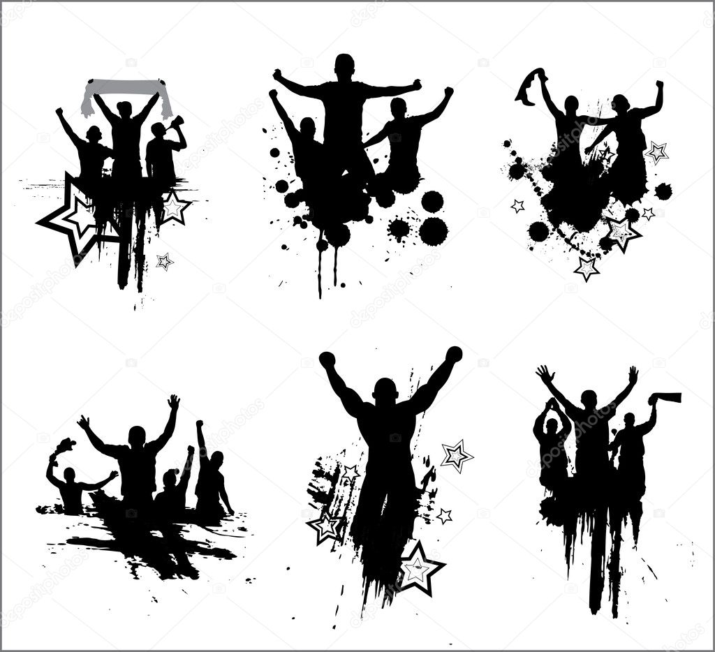 Set of silhouettes for sports championships and concerts