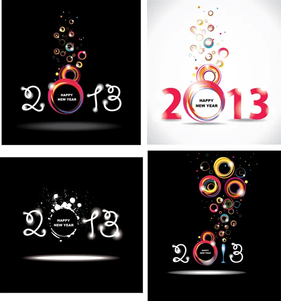 Nuevo año 2013. Conjunto de carteles abstractos . — Vector de stock