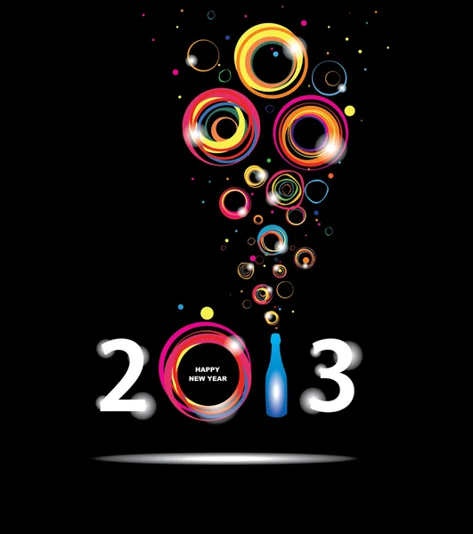 Nuevo año 2013 en fondo negro. Cartel abstracto — Vector de stock