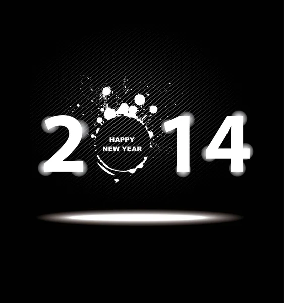 Nuevo año 2014 en fondo negro Cartel abstracto — Vector de stock