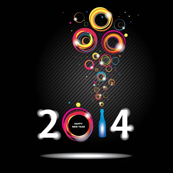 Nuevo año 2014 en fondo negro Cartel abstracto — Vector de stock