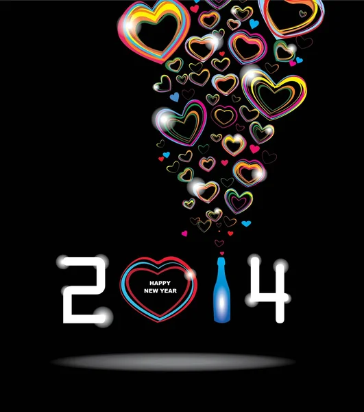 New year 2014 in black background Abstract poster — Stock Vector