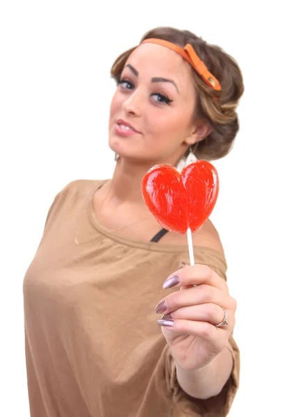 Beautiful girl with a lollipop — Stock Photo, Image