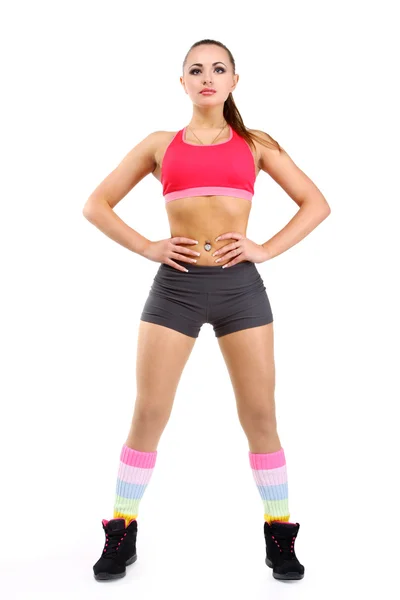 The nice brunette in sportswear with — Stock Photo, Image